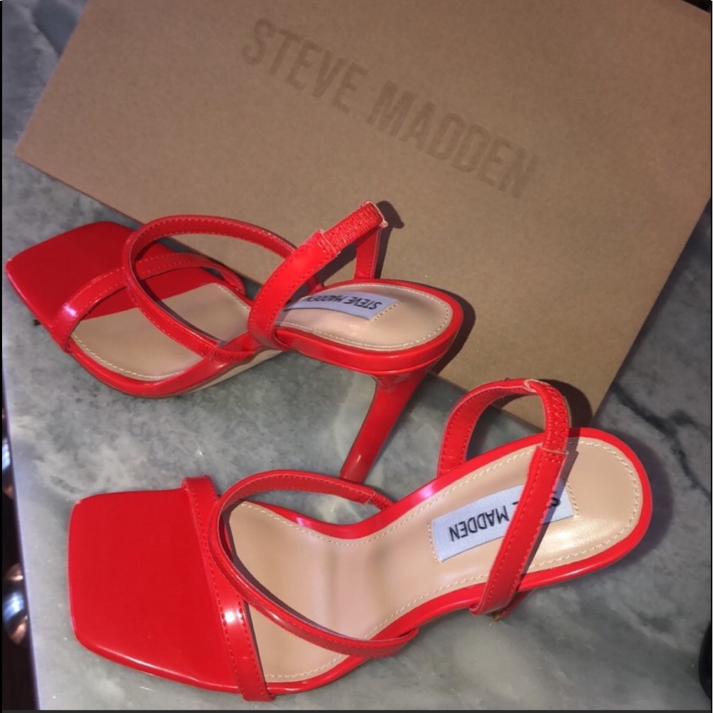 Steve Madden Red Strappy Heel 8